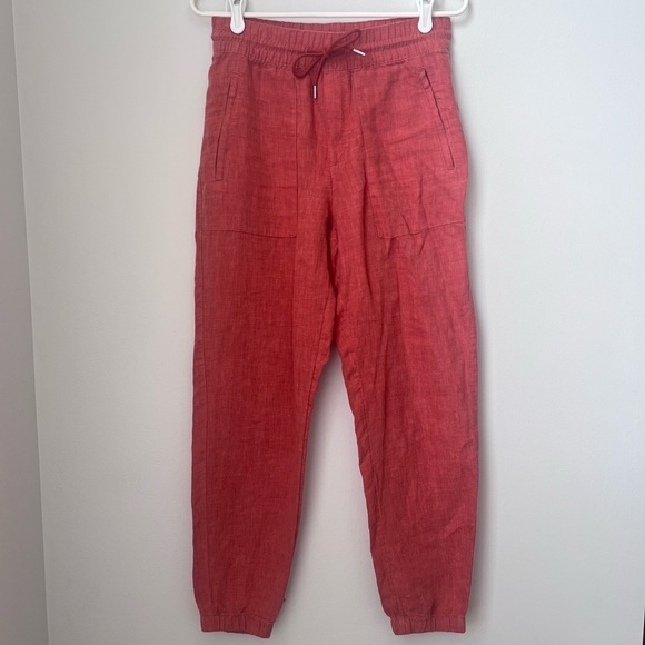 Athleta Pants - Athleta Retreat 100% linen Jogger Pant size 2 Coral Salmon Color